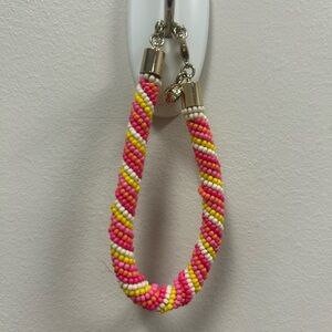 J Crew Wrapped Bead Bracelet pink,yellow and white Pre-Owned